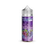 A bottle of Fantango - Grapeberry Kingston 100ml Nicotine Free 0mg E Liquid VAPE Juice with a purple label featuring images of grapes.